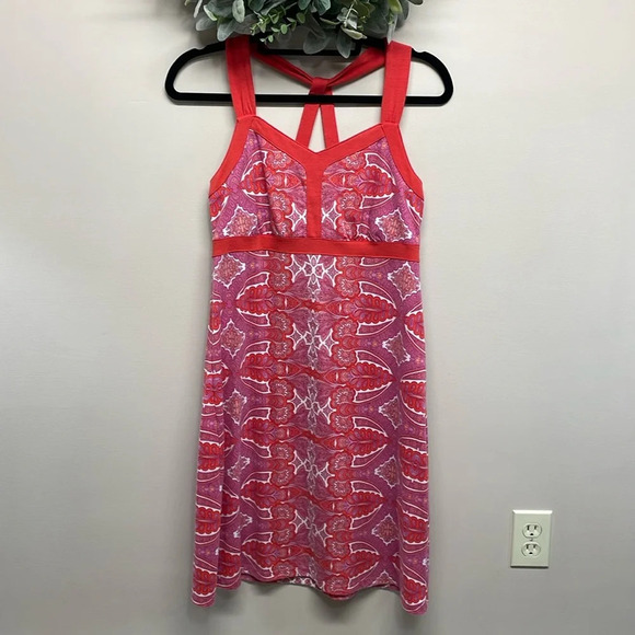 Dakini Pink and Coral Print Strappy Sundress M - Picture 1 of 15